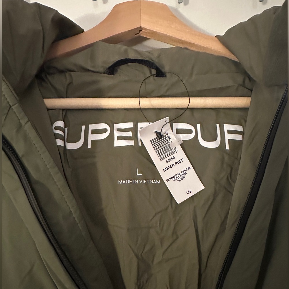 NWT Aritzia Super Puff20 Waterproof Long Coat Green Size Large - Picture 2 of 5